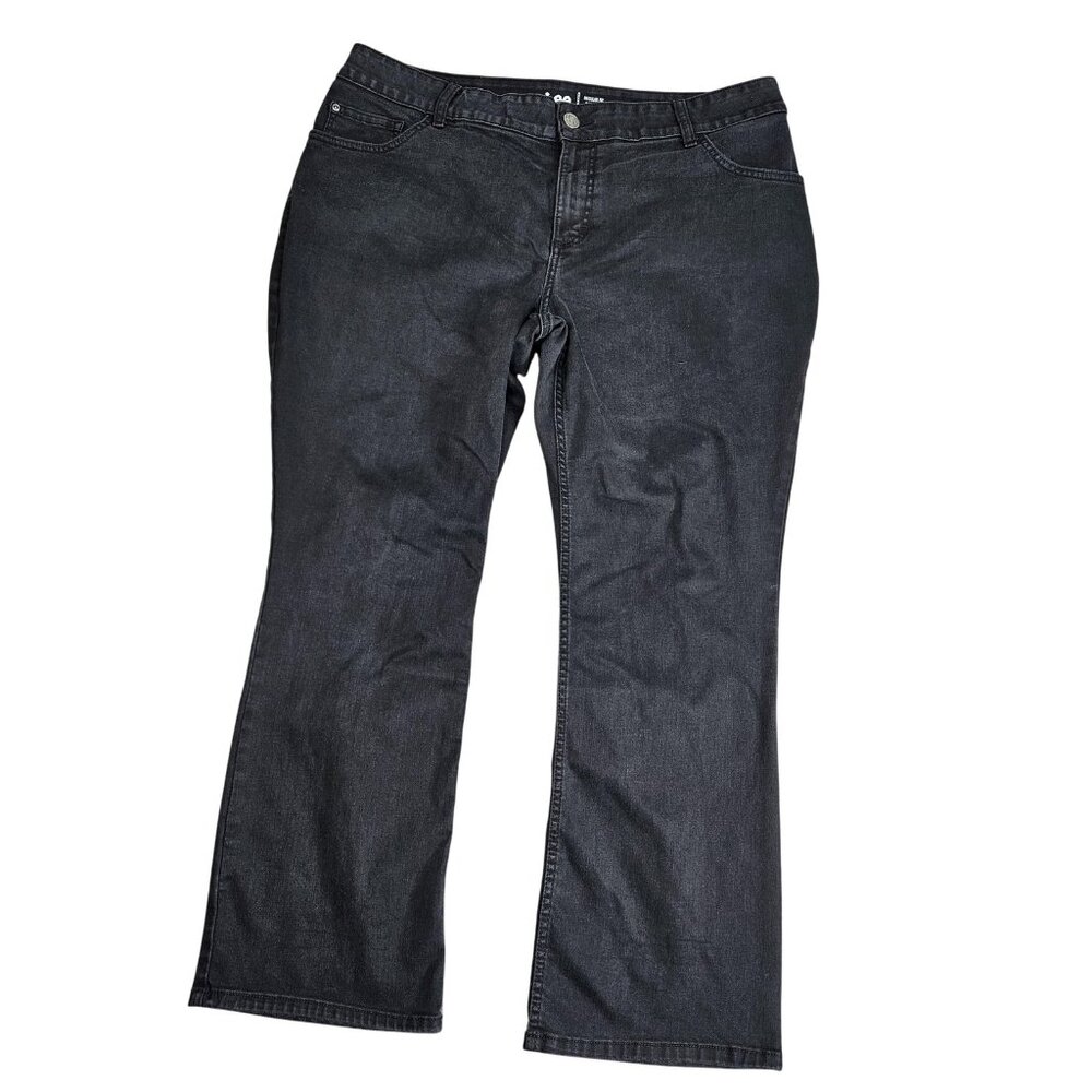 Lee Jeans Womens 20WP Charcoal Mid Rise Regular Fit Bootcut Stretch Denim Pants
